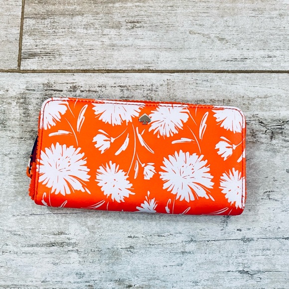 Kate Spade ORANGE Jae Wild Blossom large continental wallet